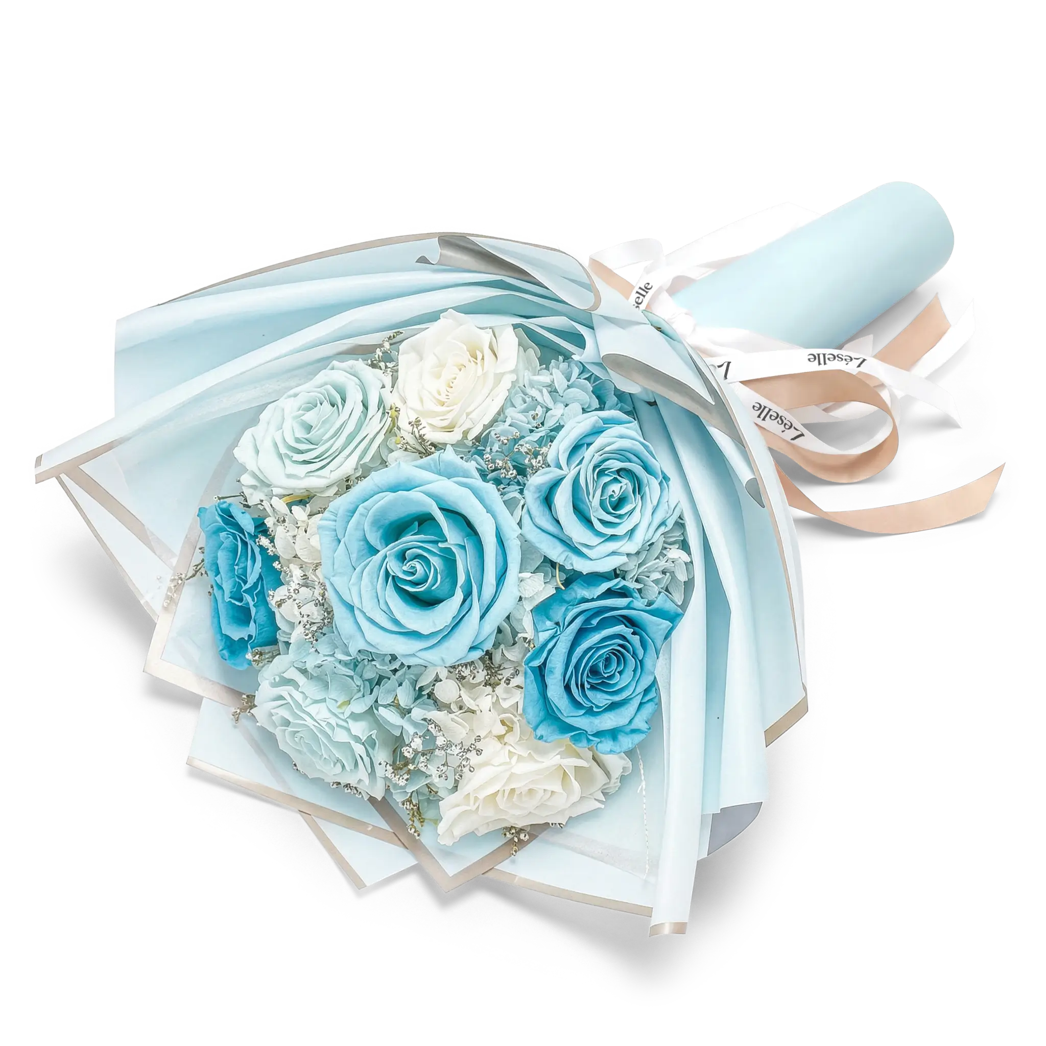 Ethereal Ice Blue Preserved Rose Bouquet