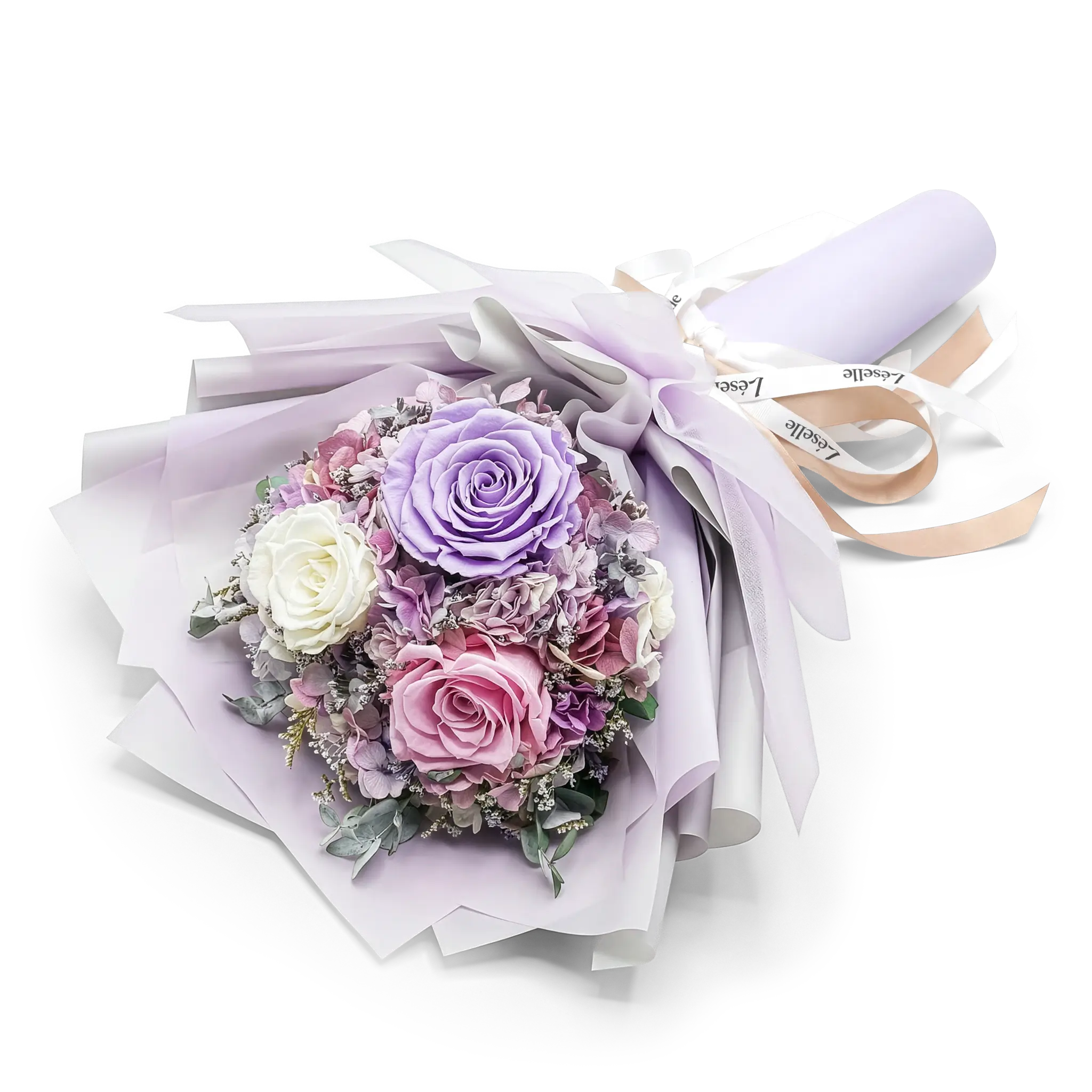Preserved Flower Bouquet - Lavender & Pale Pink Roses