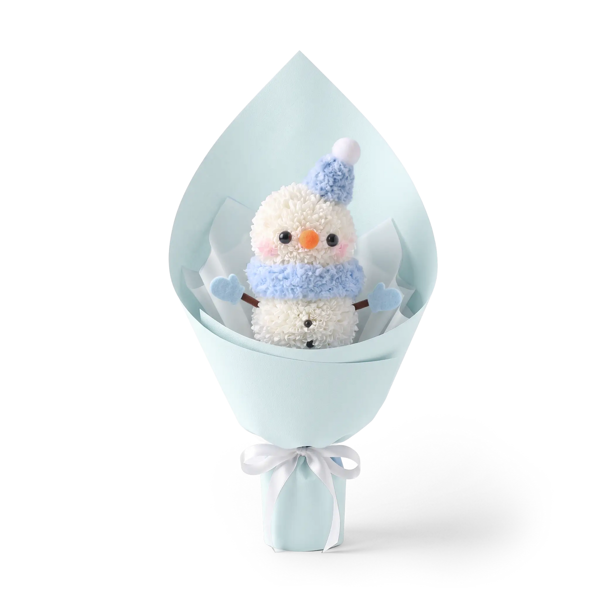 Baby Blue Winter Snowman Pompon Bouquet