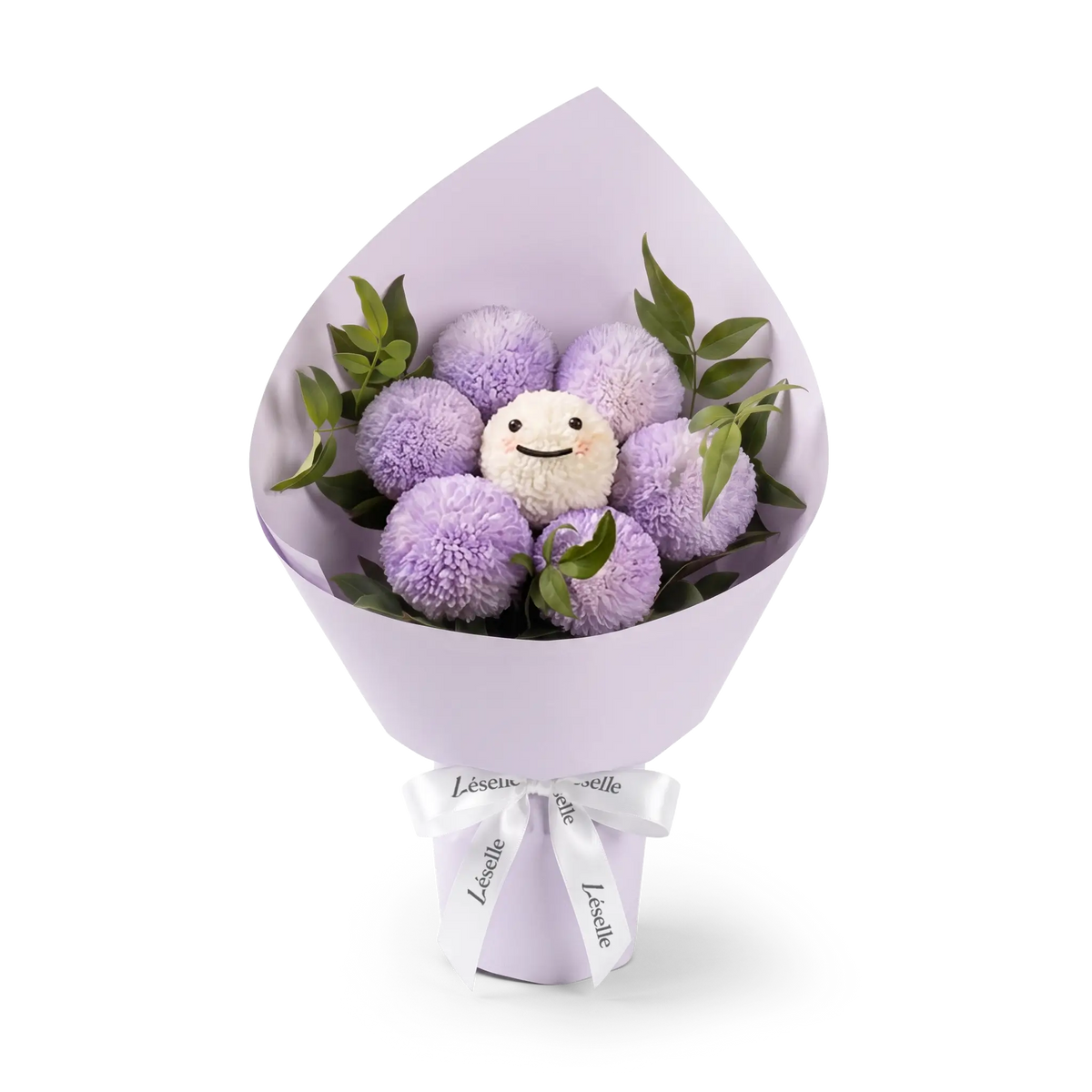 丁香紫微笑乒乓菊花束