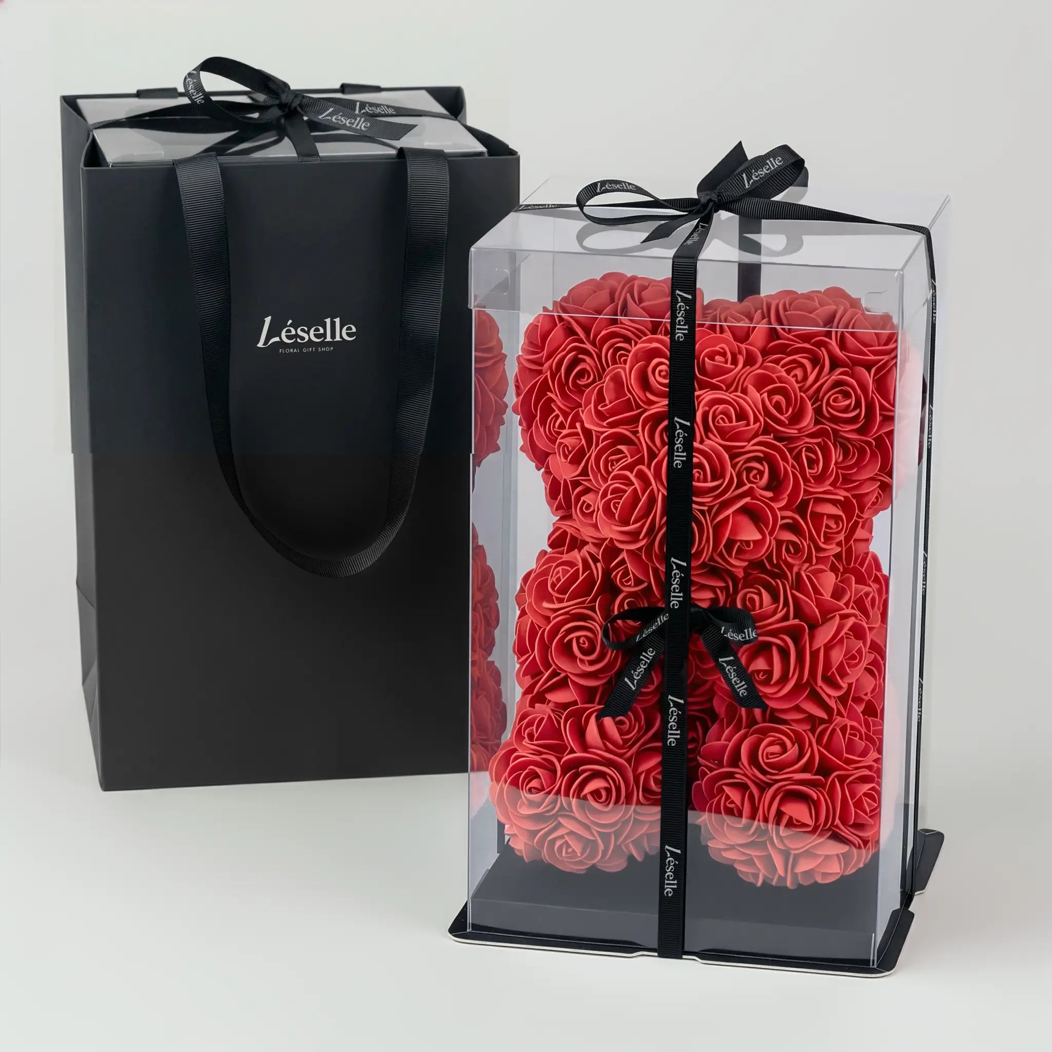 Mini Handmade Rose Bear - Vivid Red