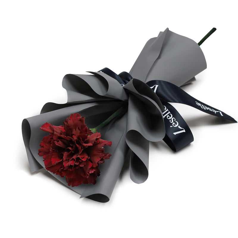 Fresh Flower Bouquet - Single Wine Red Carnation